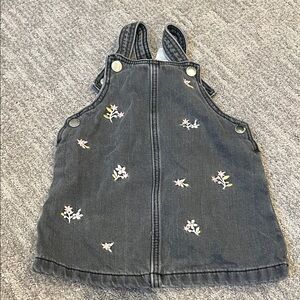 H&M Gray Kids Casual Dress with Floral Embroidery